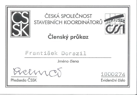 Členský průkaz  ČSSK - František Dorazil