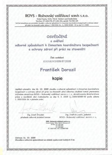 Koordinátor Osvědčení - František Dorazil