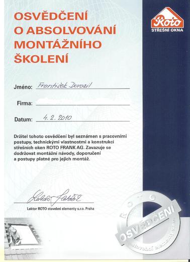 Certifikáty a Osvědčení o školení - František Dorazil