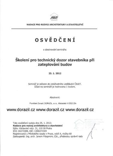 Certifikáty a Osvědčení o školení - František Dorazil